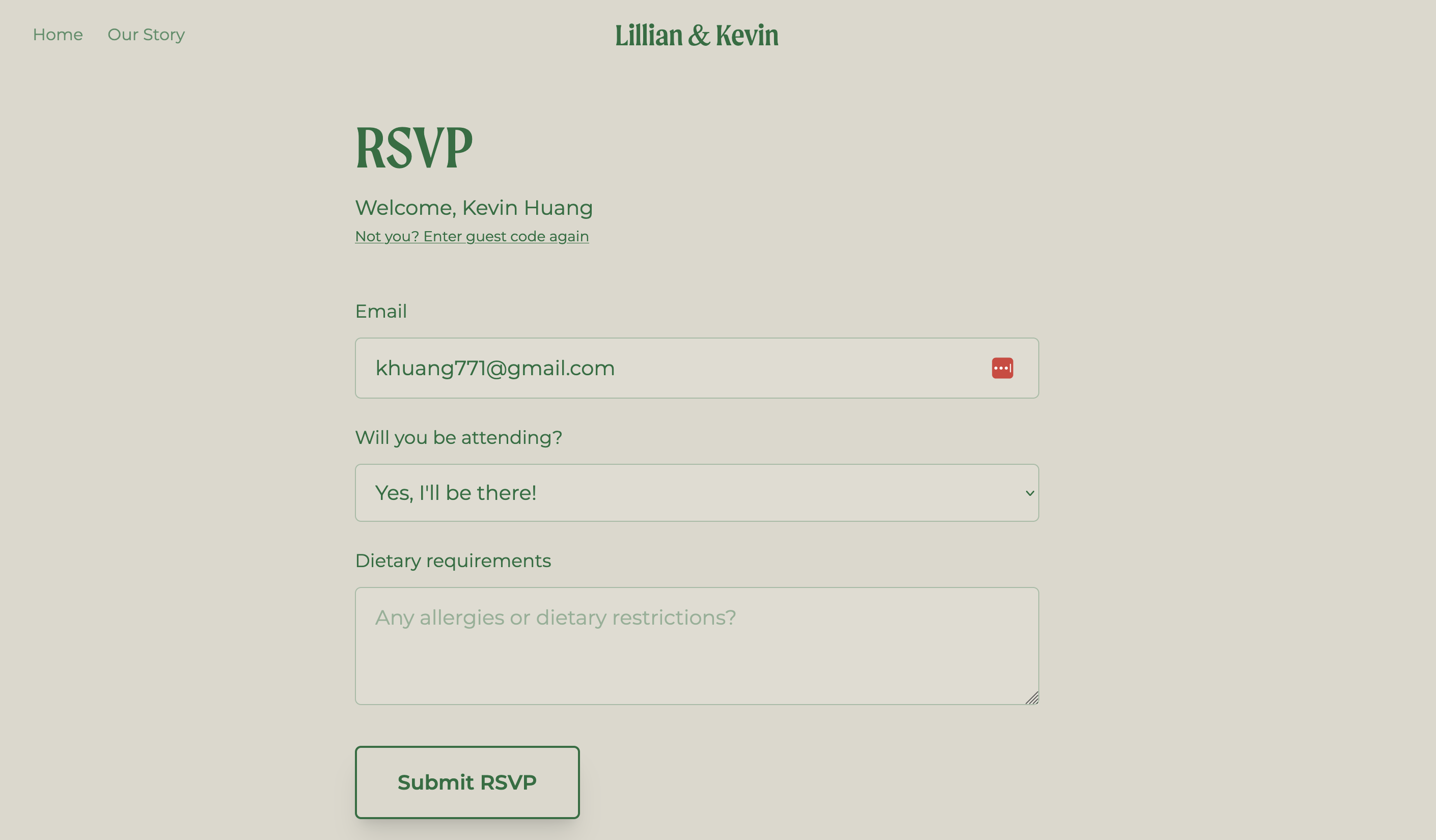 Wedding RSVP Form